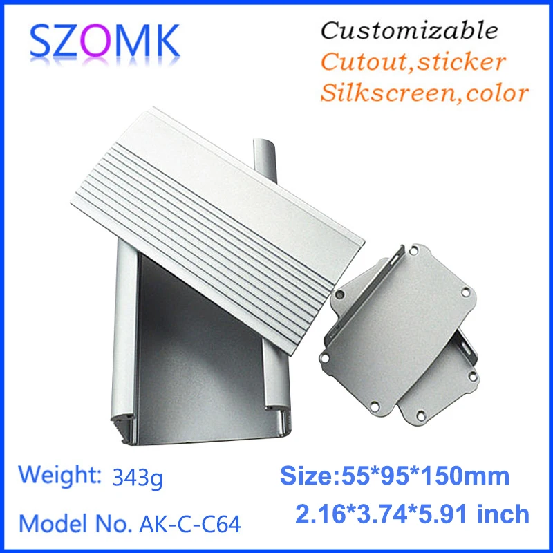1 шт. Электрический темно серый экструзионный алюминиевый ящик szomk 55*95*150 мм