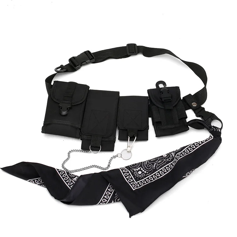 Black waist bag Мужская тактическая сумка на грудь уличный стиль поясная сумка унисекс жилет сумка Хип-хоп Оксфорд два кармана Fanny Pack Kanye сумка на плечо - Цвет: Black waist bag