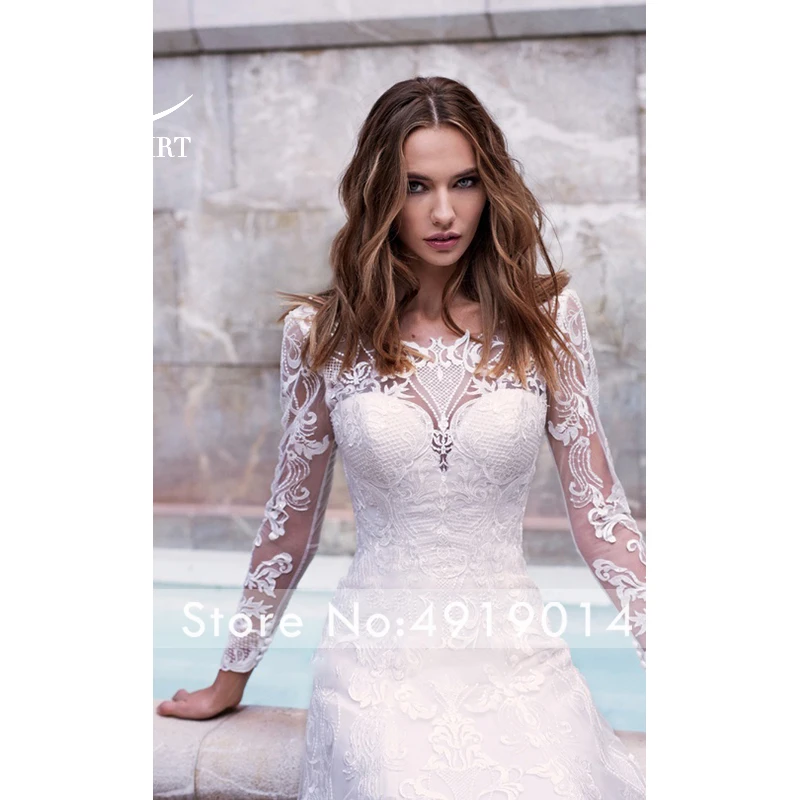 Swanskirt, винтажное Милое Свадебное платье на шнуровке,, модная аппликация, длинный рукав, платье для невесты принцессы, Vestido de Noiva K174