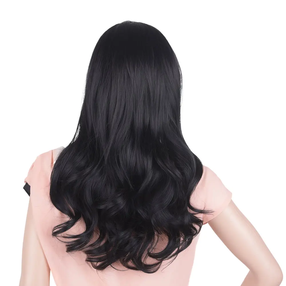 Feilimei Ombre Grey Wig Синтетическое японское волокно 60см 280г Длинные прямые штаны Черные серые парики для женщин Наращивание волос - Цвет: black