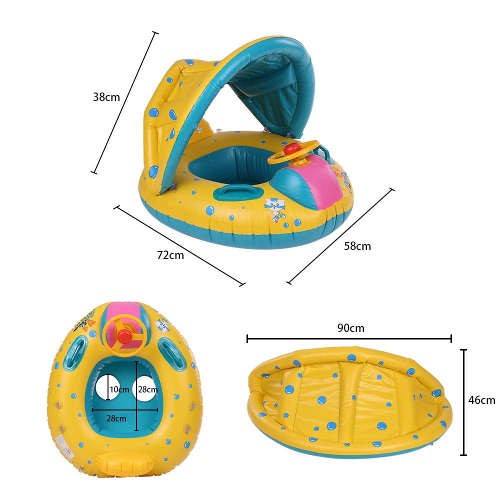 

Baby Swimming Sitting Ring Safe Children Swimming Float Inflatable Wheel Adjustable Sunshade Toddler Swimming Pool Accessories