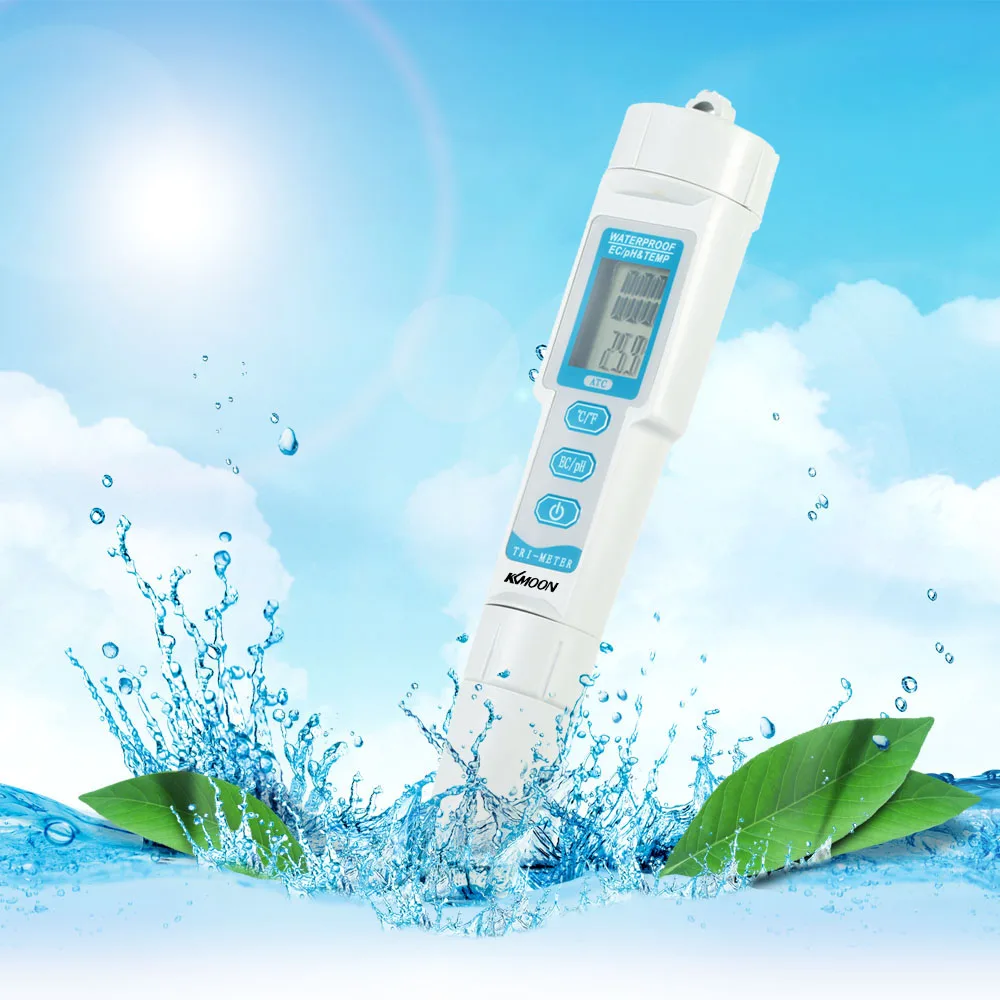 

KKmoon New Professional 3 in 1 Multi-parameter Water Quality Tester Monitor Portable Pen Type pH EC TEMP Meter Acidometer Water