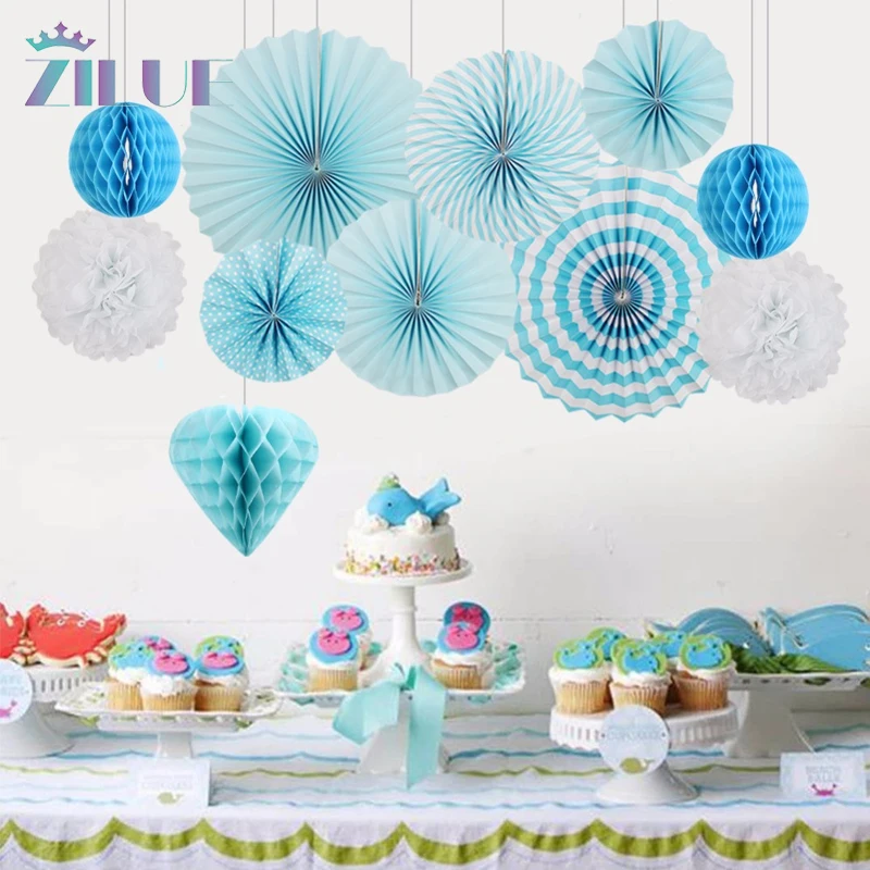 

Zilue 11Pcs/Set Hearts Paper Honeycomb Balls Tissue Hanging Paper Fan Baby Shower Decor Wedding Birthday Party Decoration