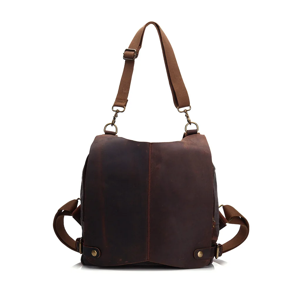 Холст кожаный чехол рюкзак Повседневное школа дизайна сумка для мужской женский