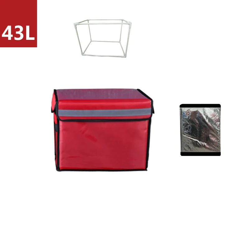 red 43L partition 30л 43л 62л большая сумка-холодильник с кронштейном утолщенная термальная коробка для пикника для обеда пакет льда еда может напитки автомобиль изоляция крутая сумка - Цвет: red 43L partition