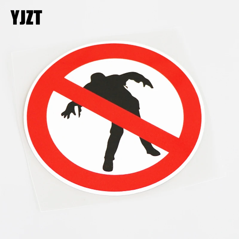 

YJZT 11CM*11CM Novelty Warning Mark Zombie PVC Car Window Sticker Decal 13-1132