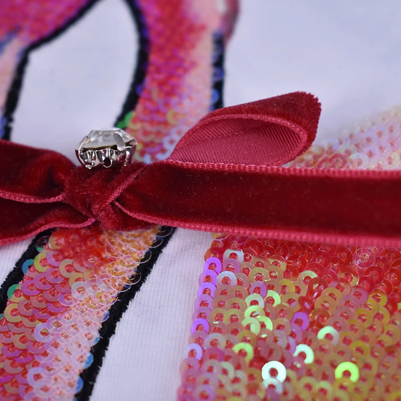 Модные футболки с коротким рукавом женские топ блестками и принтом журавлей