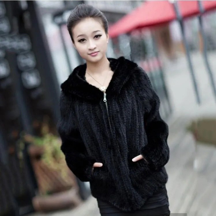 Зимнее меховое пальто куртка для женщин оригинальное трикотажное Норковое