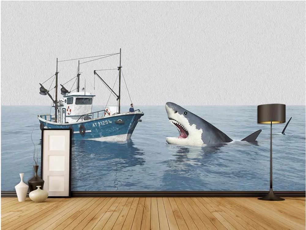 Пользовательские фото дизайн 3d настенные фрески обои Парусная Акула Европейский