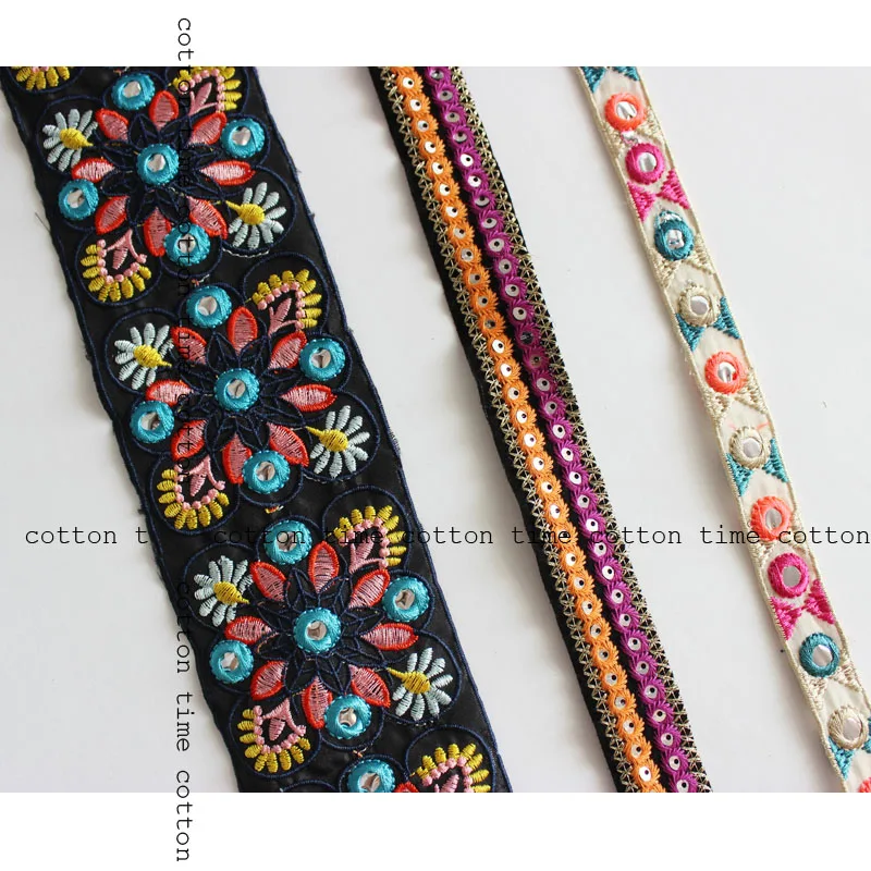 5yards Indian Trim Embroidered lace colorful Gypsy Lace Fabric Band Sawing Accessory for fashion cloth Bags home deco accessory | Дом и сад