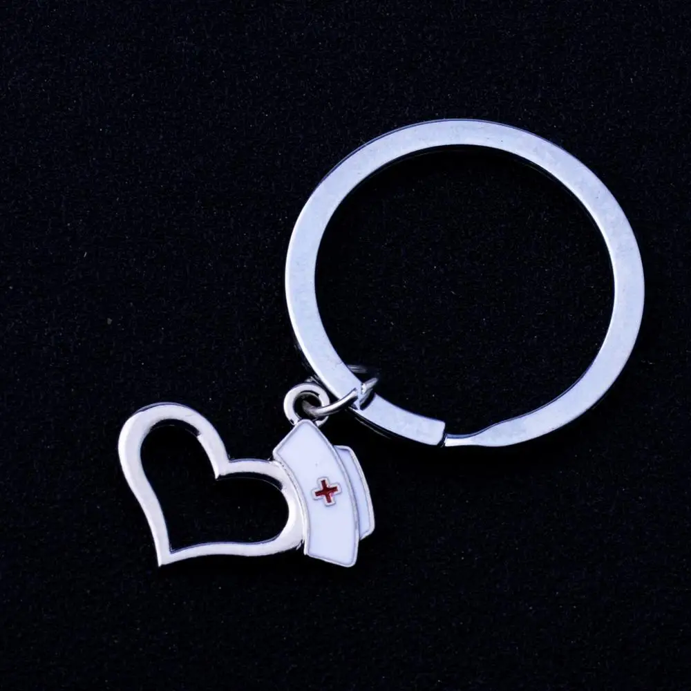 12PC Wholesale Love Heart Cap Keyring Medical Key Ring Charm Nurse Graduation Gift Women Men School Keychain Family Friend | Украшения и