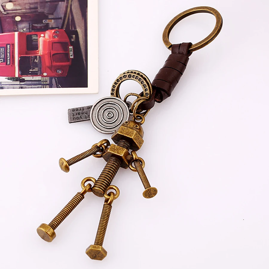 Регулируемый винт робот-брелок из натуральной кожи автомобильный брелок кольцо