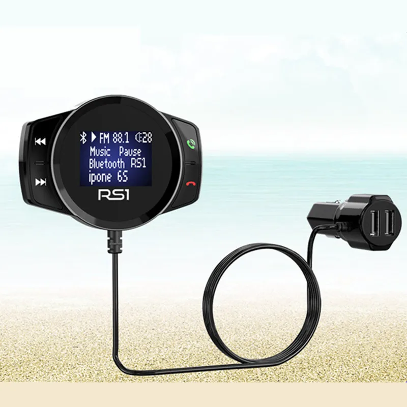 

Многофункциональное зарядное устройство для автомобиля RS1, беспроводной Bluetooth FM-передатчик, большой дисплей, mp3-плеер, зарядное устройство ...