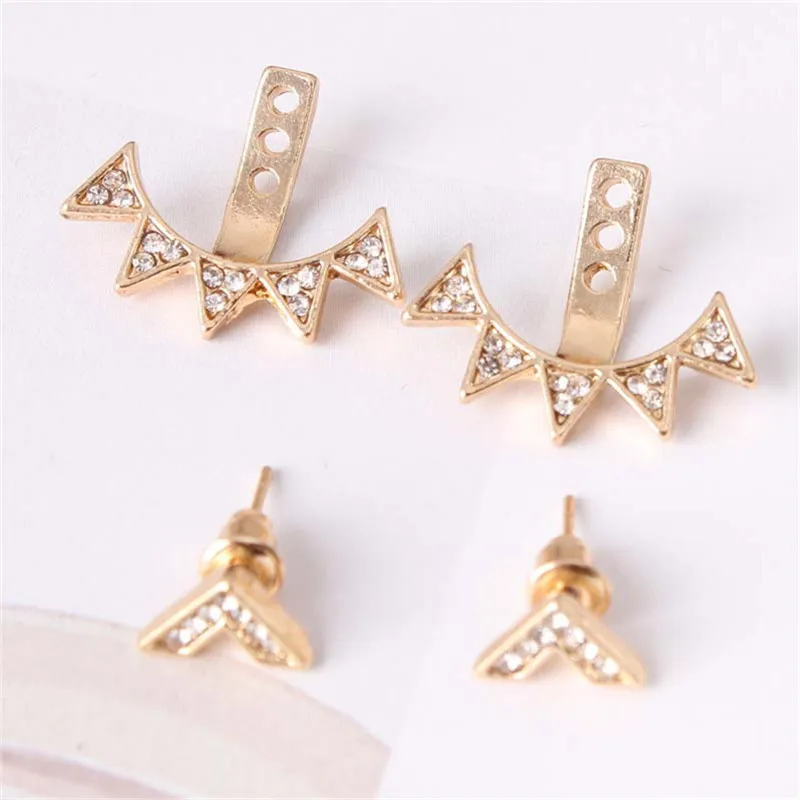 В панк стиле с модным треугольным геометрический кристалл серьги со шпилькой для