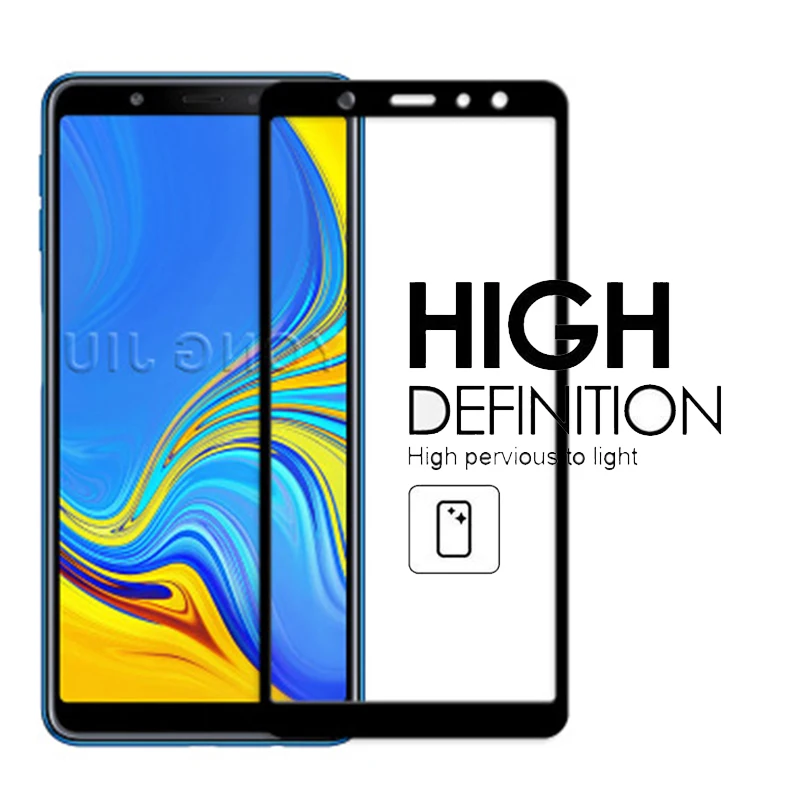 Закаленное стекло с полным покрытием для Samsung Galaxy A7 2018 9H защитное защитой от