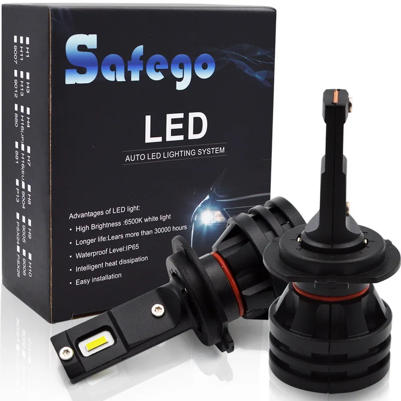 Safego 2шт H4 H7 H8 H9 H11 9005 9006 светодиодный светильник для головы автомобиля 55 Вт 24 В 6000LM