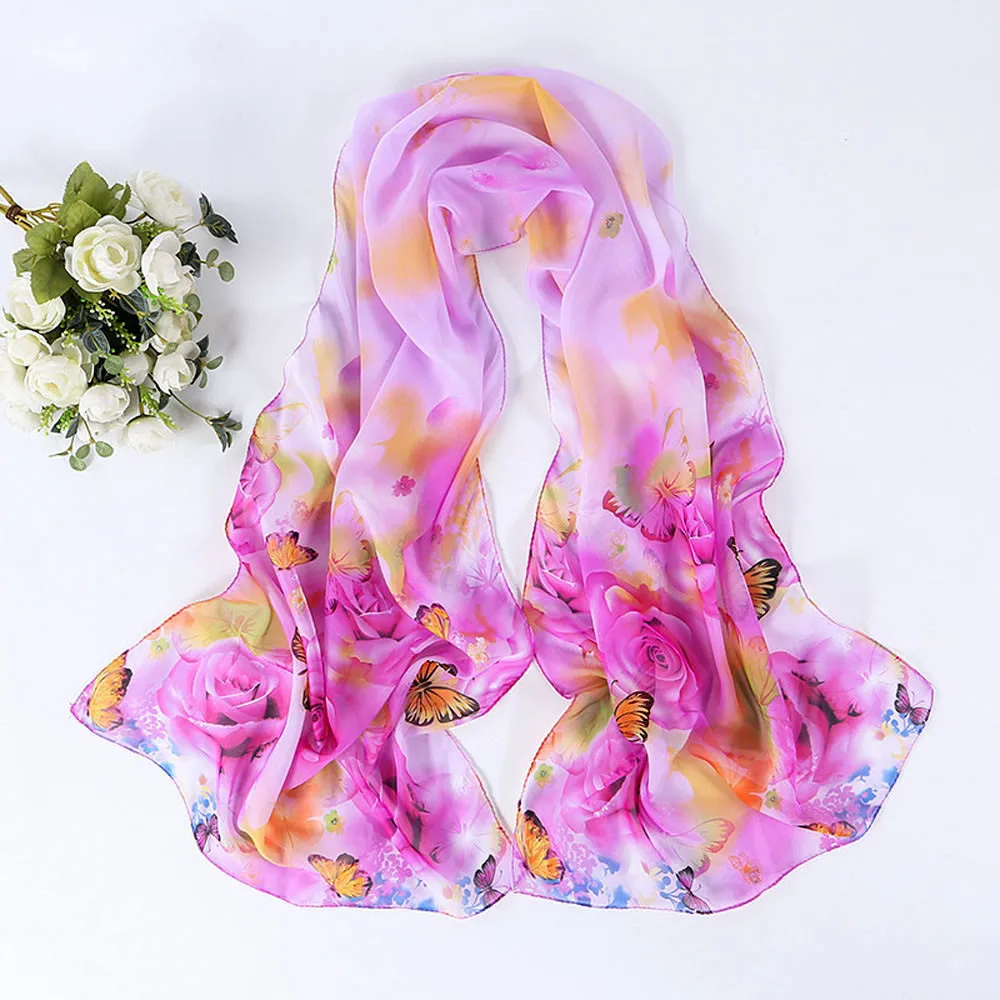 Красивые Для женщин s Новый Peony Pattern длинный палантин шарфы шали Обёрточная бумага