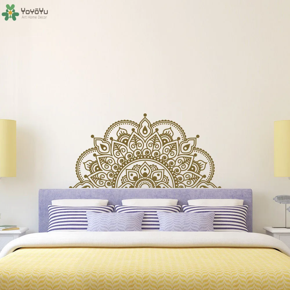 Half Mandala Flower Wall Decal Modern Design Buddha Vinyl Moraccan Headboard Sticker Master Bedroom Home Decor Art DIYSY203 | Дом и сад