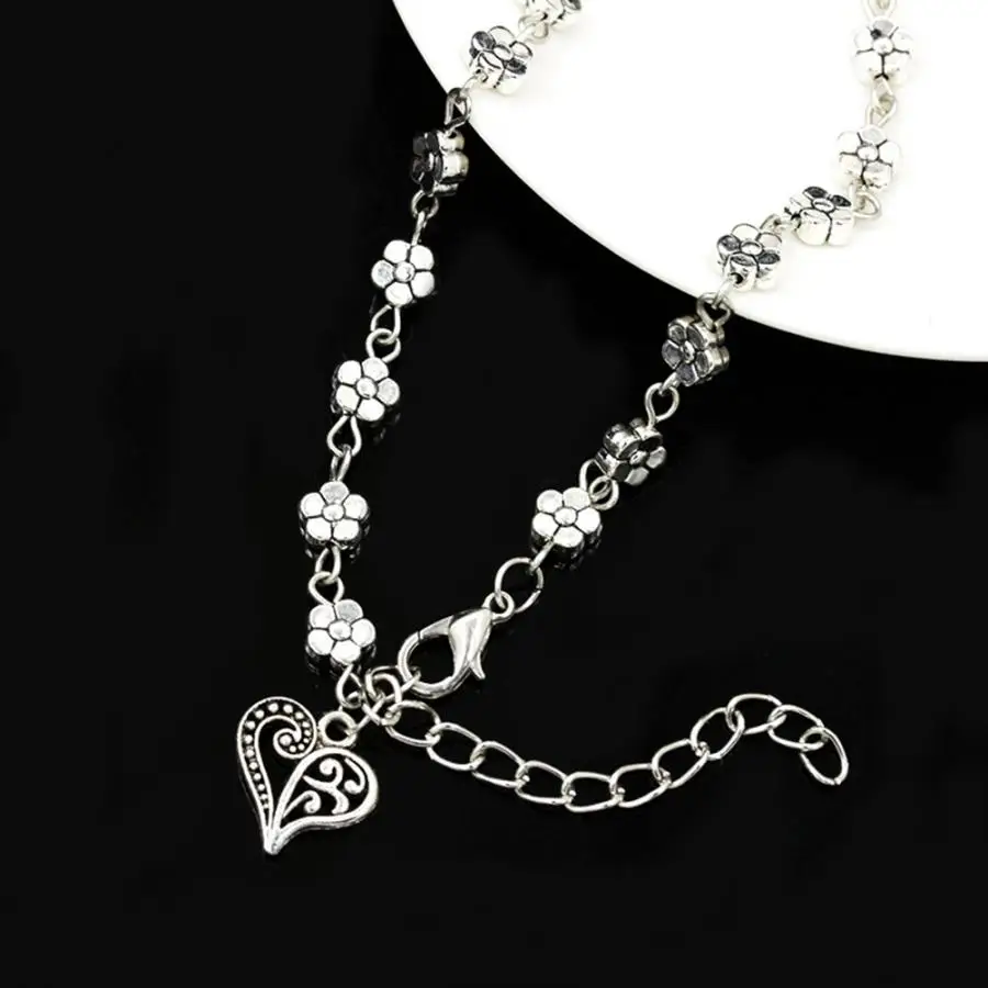 Retro Design Flower Shape Anklets Women Hand Chains Bracelets Simple Delicate Beach Anklet Foot Charm Jewelry Accessory for Gift | Украшения
