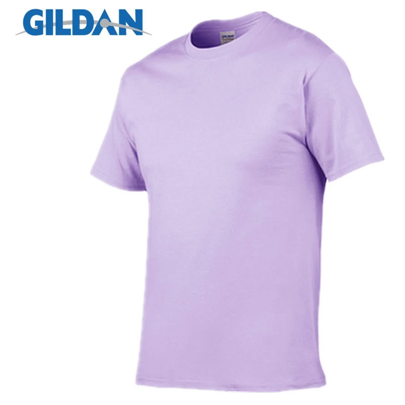 010 Orchid purple Gildan/Распродажа брендовых мужских летних футболок из хлопка, мужская повседневная футболка с короткими рукавами и круглым вырезом, удобный однотонный топ, футболки - Цвет: 010 Orchid purple