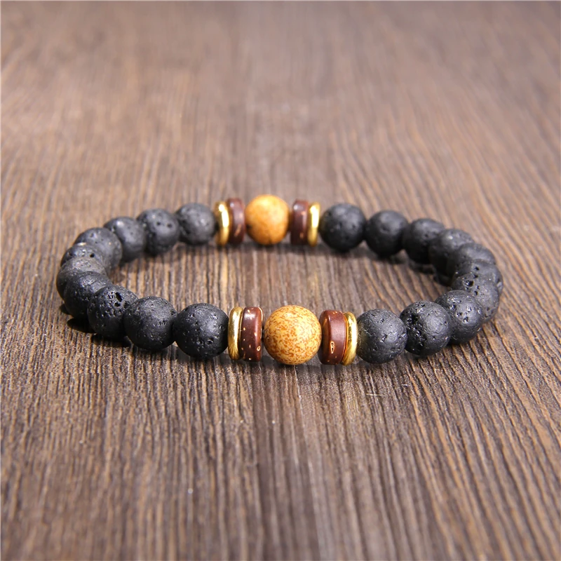 Мужской браслет с бусинами простой классический из бисера и лазурита подарочное