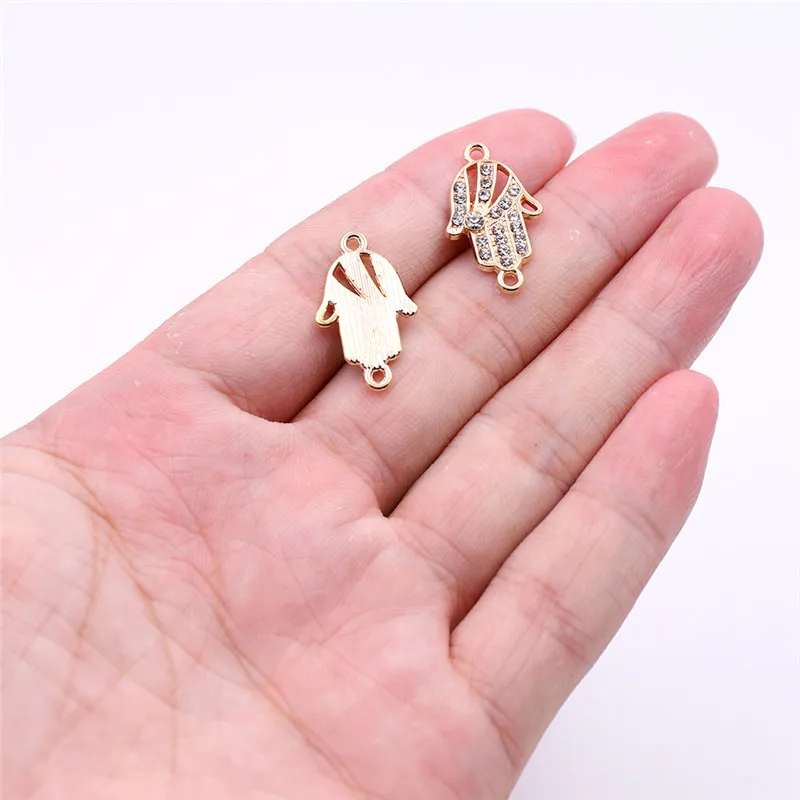 38 10pcs Hamsa Hand Все 10 шт золотые ювелирные изделия аксессуары животных завод Стразы шармы-соединители для самостоятельного изготовления ювелирных изделий Ювелирные компоненты - Цвет: 38 10pcs Hamsa Hand