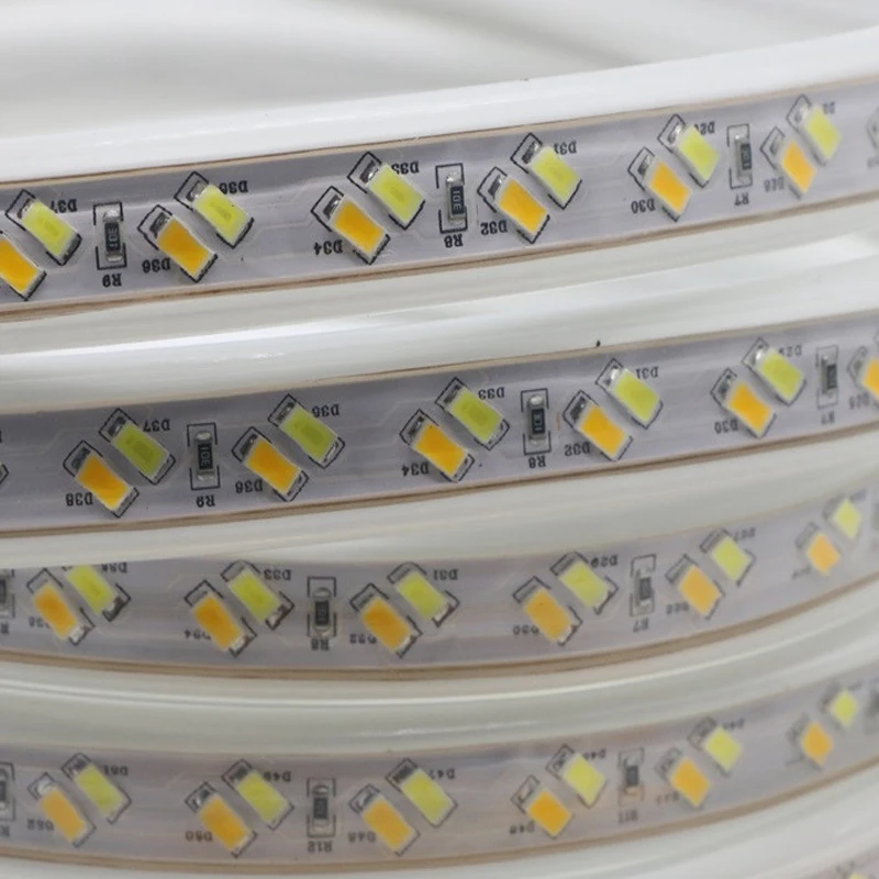 IP67 водонепроницаемая цветная светодиодная лента 5730 220 В 120LED/м два светодиодных