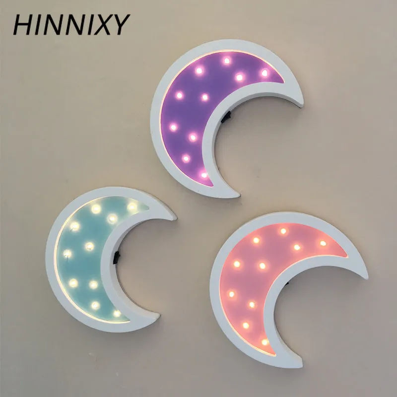 Hinnixy мультяшная луна лампа дерево LED настольная настенная орнамент украшение для