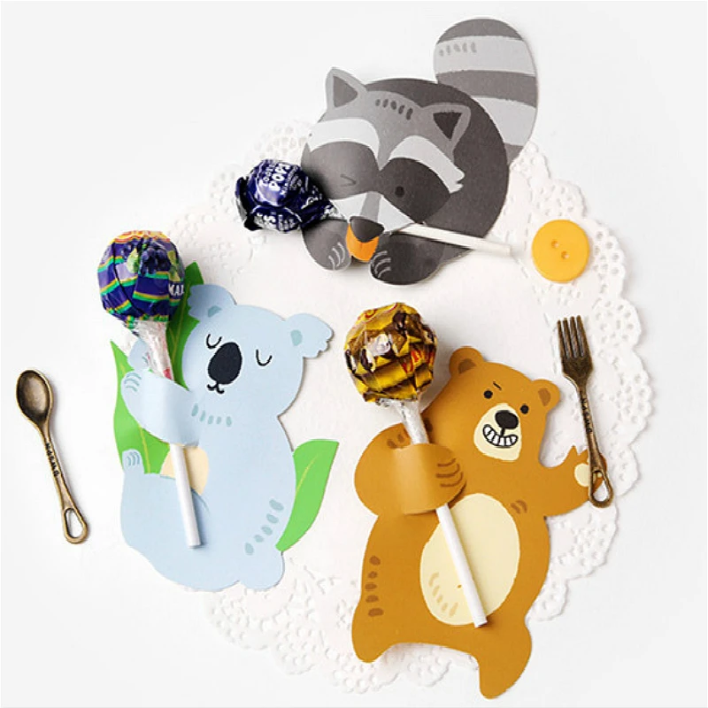 15 шт. милые животные кролик медведь утка конфеты леденец Декор карты Свадьба