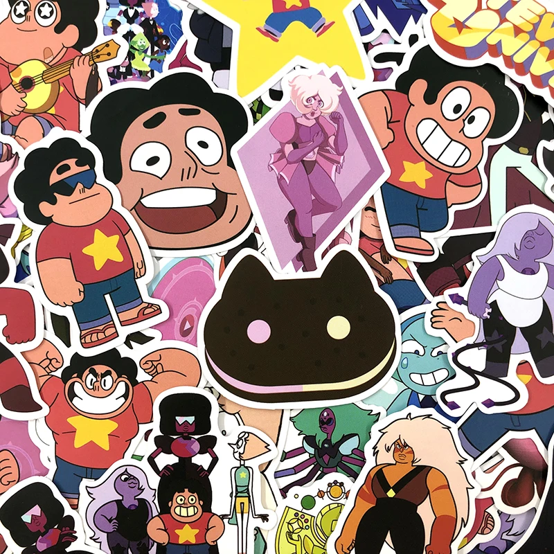 Pegatinas de dibujos animados para coche, pegatinas divertidas de Steven Universe para port&aacute;til, bicicleta, cuaderno, impermeables, 50 unids/set por juego-2