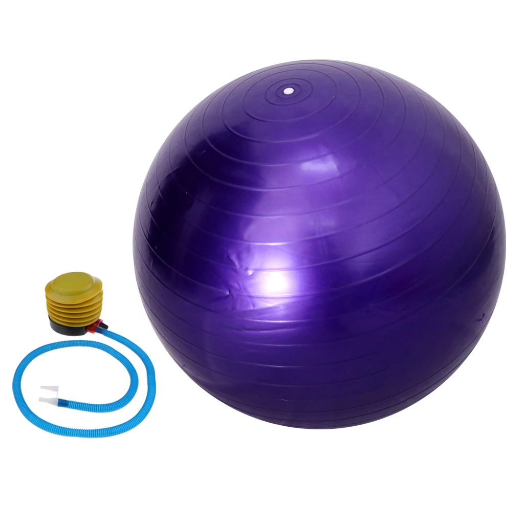 Purple 55 см Анти Взрыв спортивный мяч для йоги w/насос Пилатес фитнес спортзал баланс стабильность швейцарский мяч фитнес упражнения тренировки Массажный мяч - Цвет: Purple