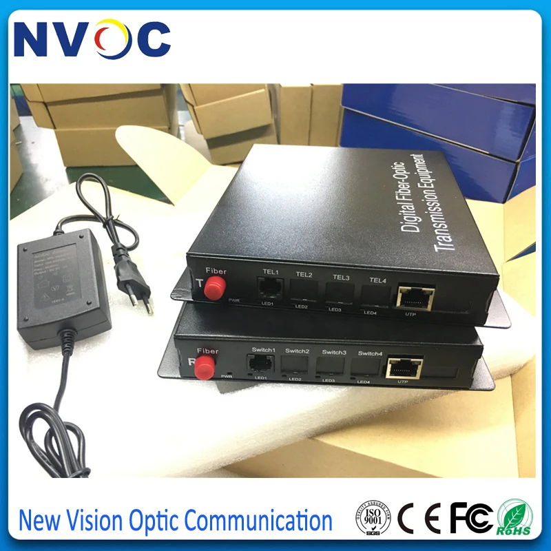 4CH Telephone(RJ11)+ 1Ch 10/100M Fast Ethernet волоконный преобразователь Simplex 1310/1550 FC SM 20KM евро
