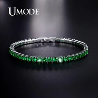 umode green cubic zirconia tennis bracelets for women men wedding crystal bracelet jewelry fashion luxury accesories ub0097b