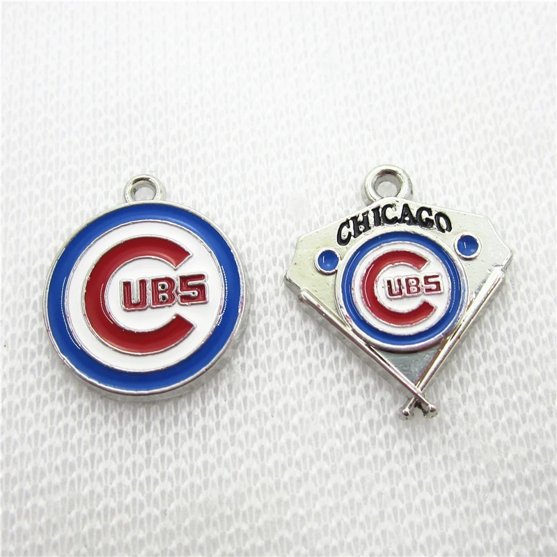 Hot selling 20pcs/lot American Baseball sport cubs Charm Sport team Dangle Charms DIY bracelet necklace jewelry hanging charms