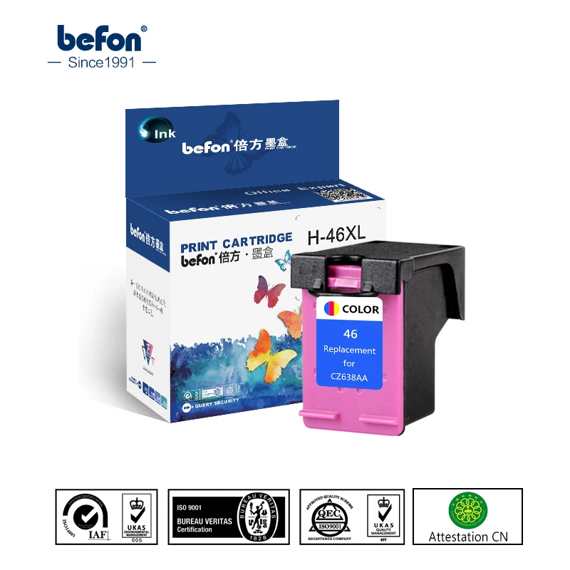 Сменный картридж befon 46XL для струйного принтера HP 46 цветной Deskjet 2020 2520hc 2520