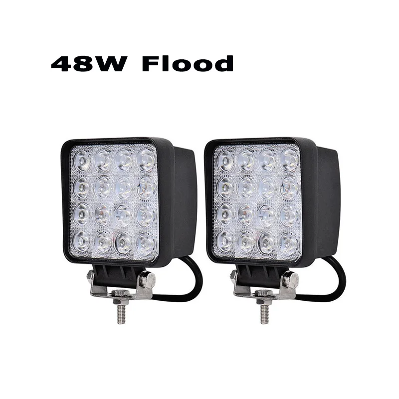 48w Flood Beam 18 Вт 27 Вт 48 Вт " внедорожный рабочий светильник точечное Наводнение вождения бампер противотуманная фара для автомобиля 4x4 4WD грузовик Трактор Лодка Прицеп внедорожник ATV 12 в 24 В - Цвет: 48w Flood Beam