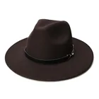 LUCKYLIANJI, детская винтажная шляпа с широкими полями из 100% шерсти, шляпа-федора, джазовая шляпа-котелок, кольцо для шляпы кожаный ремешок (54 смс регулировкой)