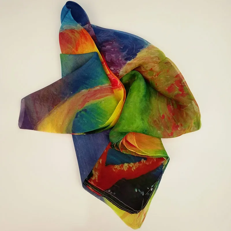 

2018 Fashion Adult Woman 100% Silk Printing Long Scarf