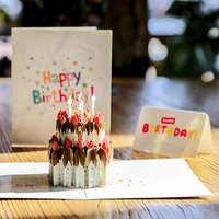 3d handmade cute cartoon dream candle cake shape paper invitation greeting card postcard children kids birthday party gift