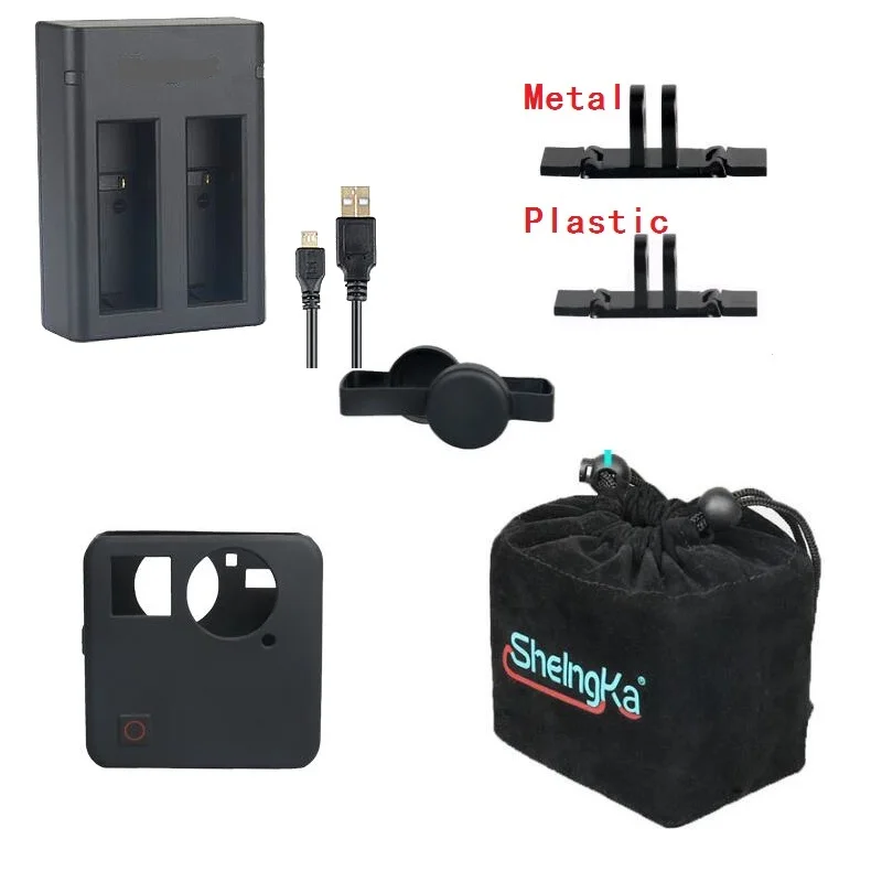 

for GoPro Fusion Camera Accessories Aluminum Alloy/Plastic Guide Rail Storage Bag Silicone Case Lens Cap Protector Cover Charger