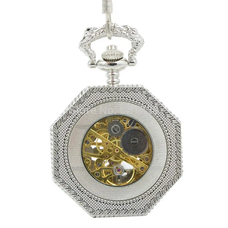 Мужские карманные часы большого размера из металлического сплава с блестящей