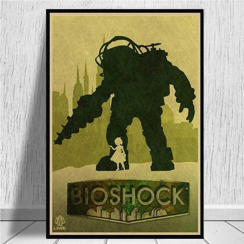 BioShock Retro poster Home Furnishing decoration Kraft Game Poster Drawing Painting Wall stickers
