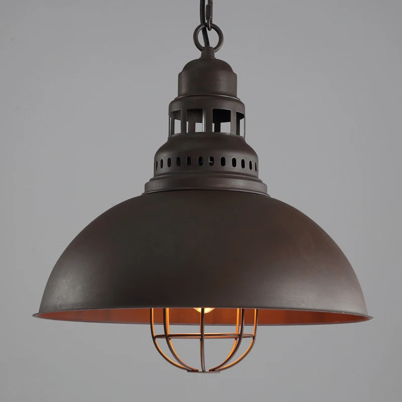 

American retro antique iron lampshade single head pendant lamp industrial wind E27 tungsten light bulb lighting loft decoration