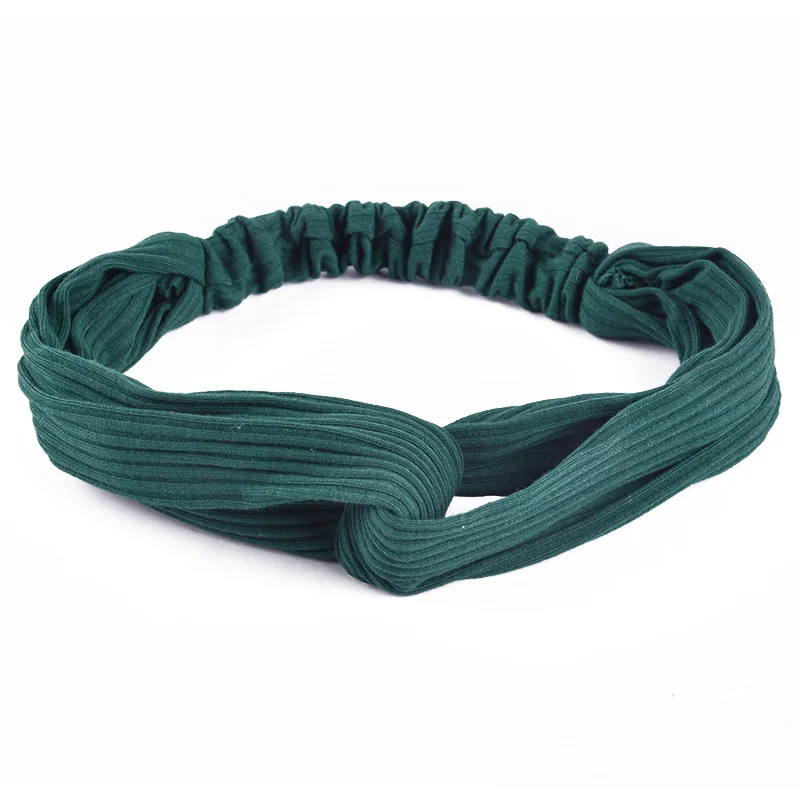 style 2 green Женская повязка на голову, сплошной цвет, широкий тюрбан, твист, вязаная, хлопок, повязка на голову, спиральная, двойная, для девушек, макияж, Эластичные аксессуары, ленты для волос - Цвет: style 2 green