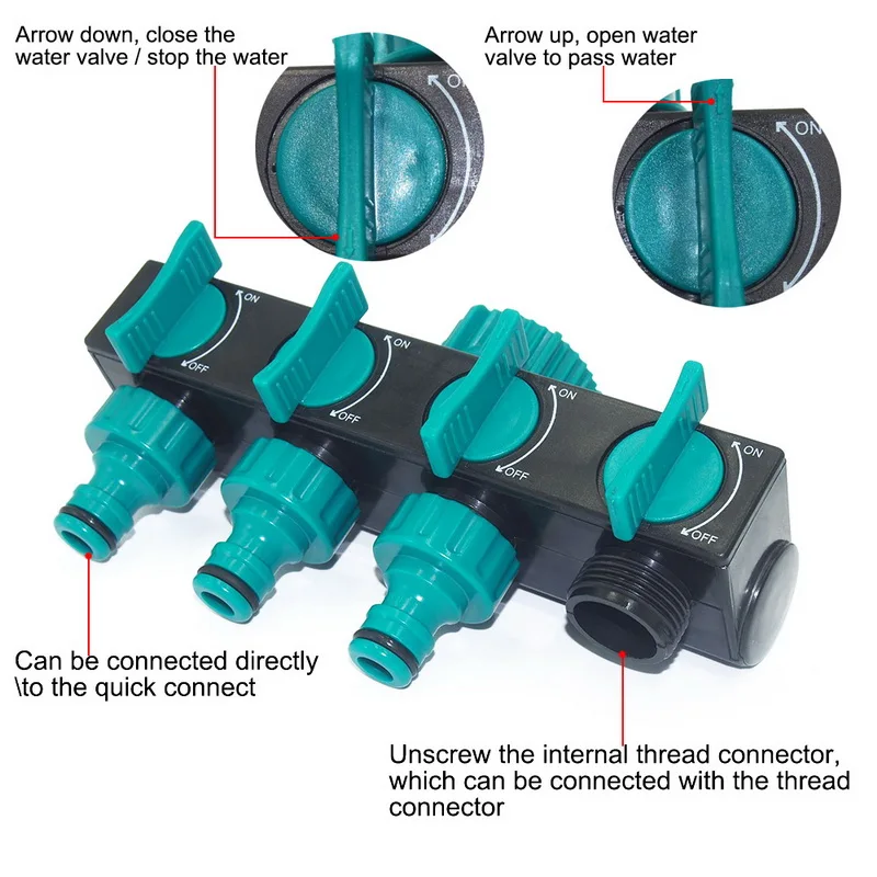 Разветвитель шланга для садовой воды 1 шт. 4-ходовой разветвитель садового 1/2