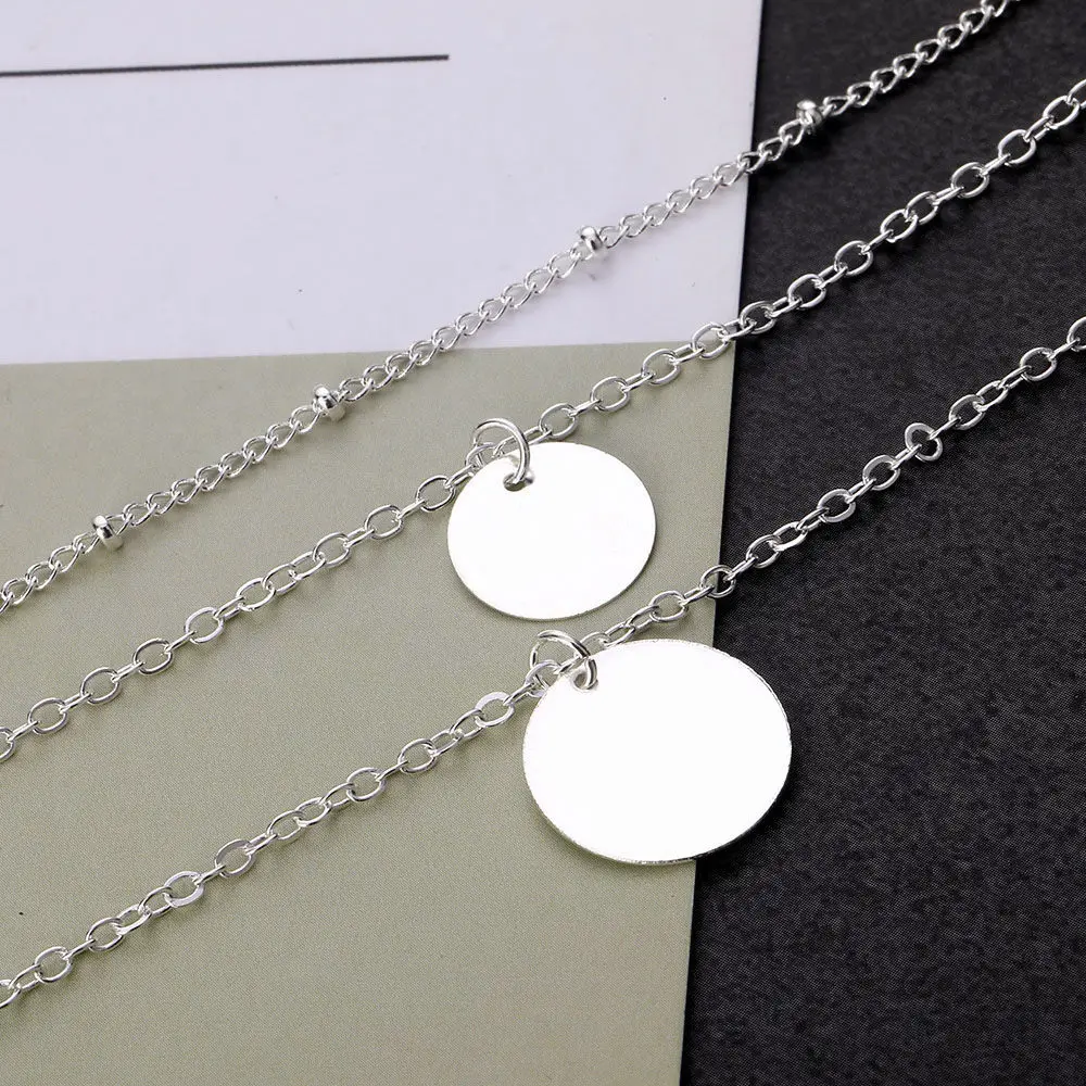 Цепочка многослойная золотистая Женская изящное длинное ожерелье с подвесками в