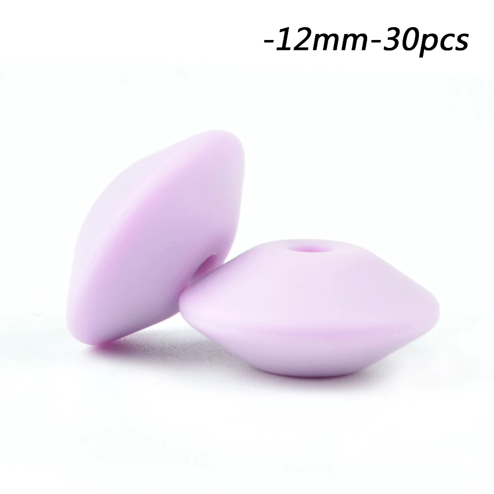 lavender fog LOFCA 30PCS Silicone Lentil Beads 12mm BPA Free Baby Teethers Pearl For Teething Necklace DIY Charming Nursing Toys Baby Care - Цвет: lavender fog