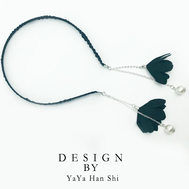 Головной убор модный женский головной цветочный обруч с одноцветным шифоновый