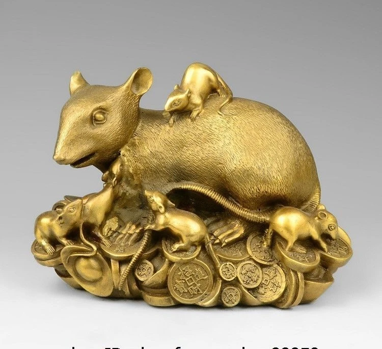 Чистая медь Китай Медь Зодиак богатство деньги юанбао мыши Мыши Крыса семейная