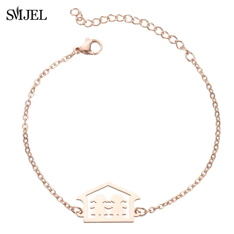 Sister love bracelet SMJEL, ожерелье из нержавеющей стали для мамы и ребенка, набор, ожерелье для мамы и мамы, серьги для детей, ювелирные изделия для детей, Прямая поставка - Окраска металла: Sister love bracelet